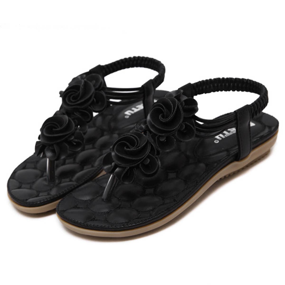 BOHEMIAN FLORAL FLAT BOTTOMED PLUS SIZE SANDALS_CWSHS0490