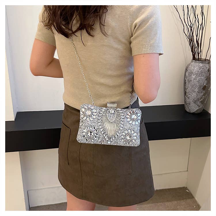 Fashionable rhinestone retro single-shoulder bag