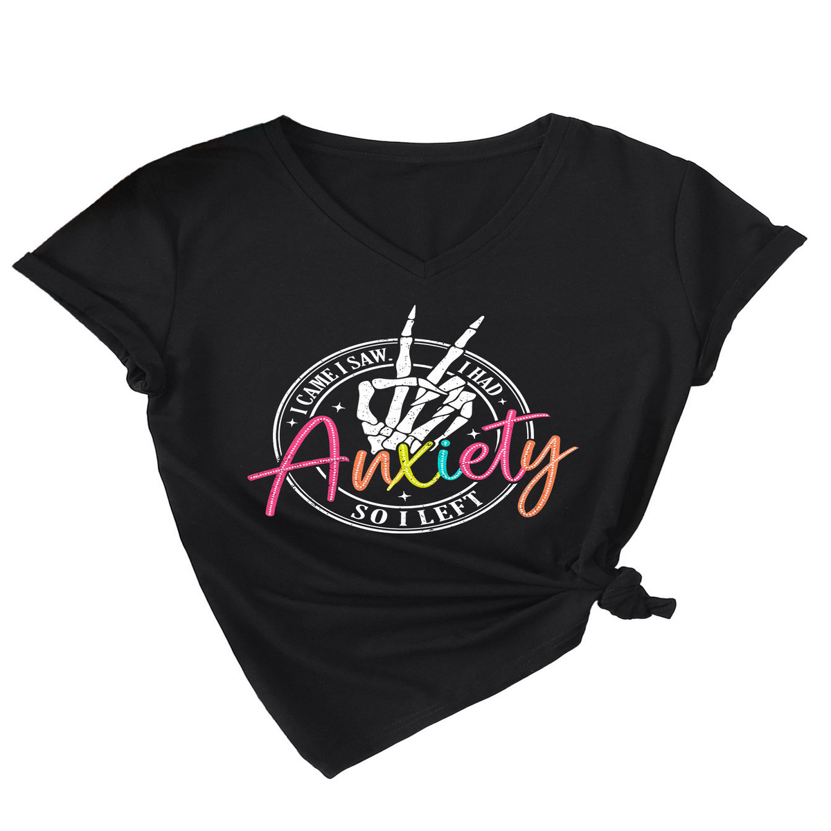 Trendy V-Neck Tee ? I Came I Saw Print