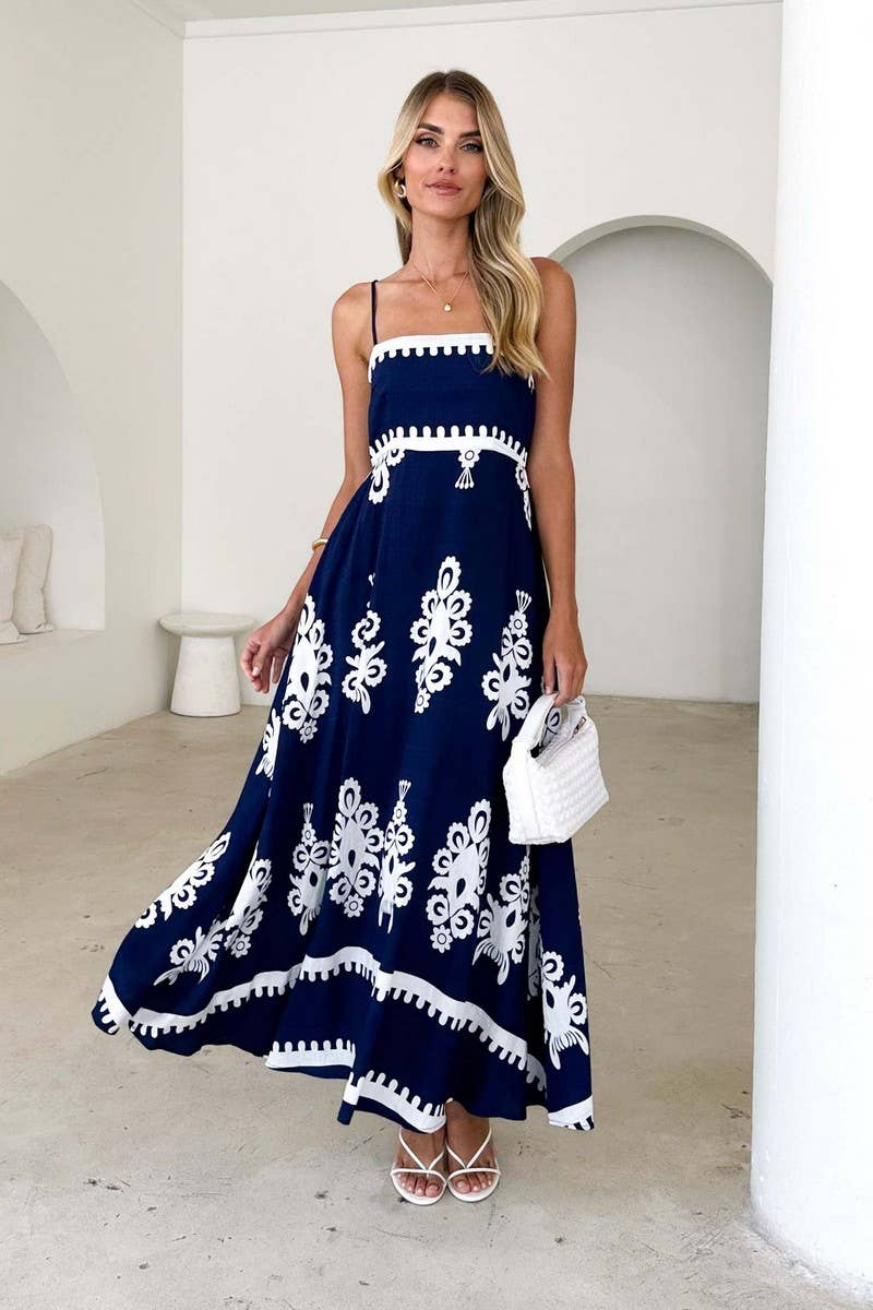 CWDHL1079_SUMMER TEMPERAMENT SLIM BACKLESS SUSPENDER SKIRT