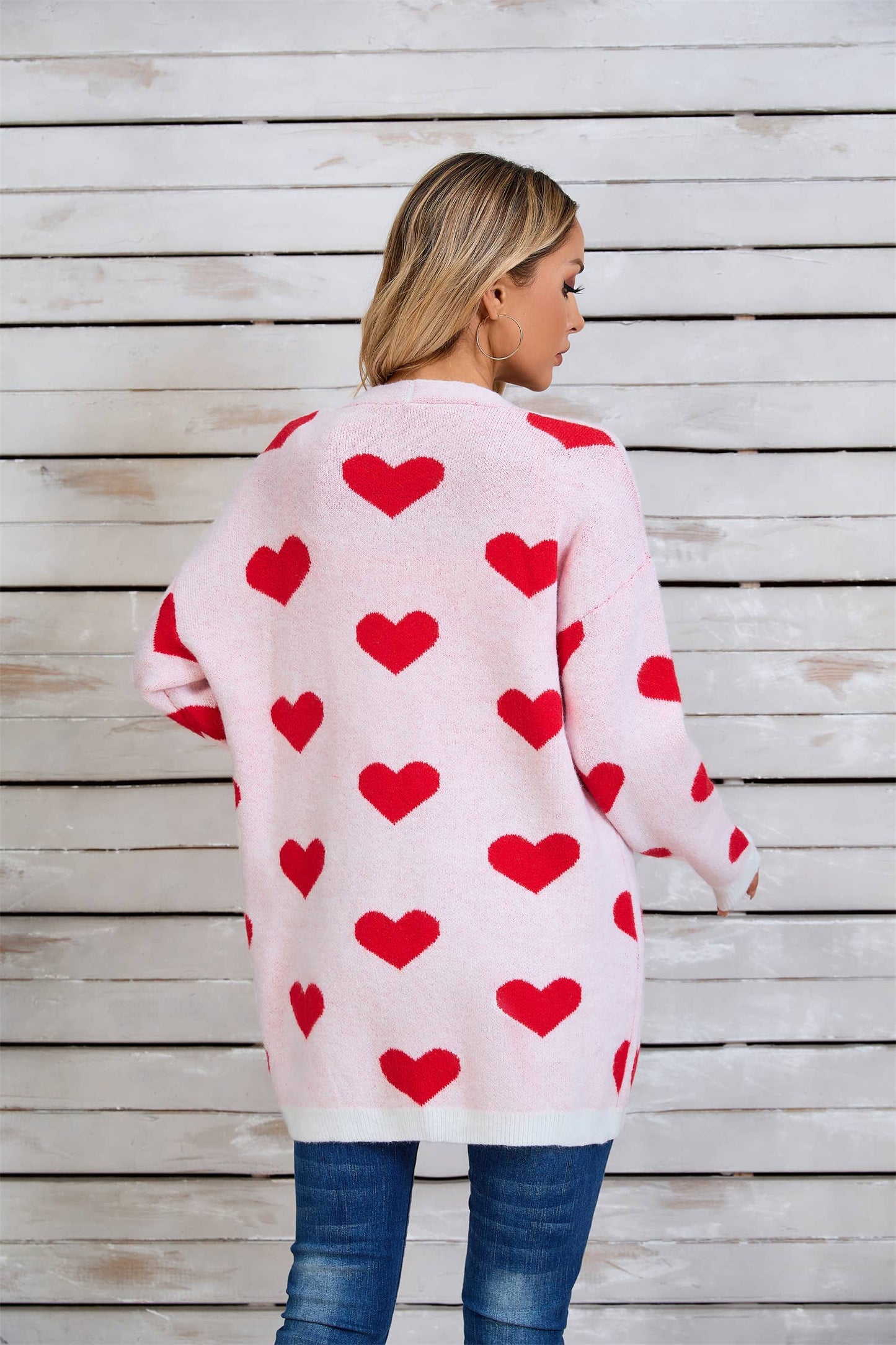 VALENTINE'S DAY COLOR CONTRAST LOVE CARDIGAN