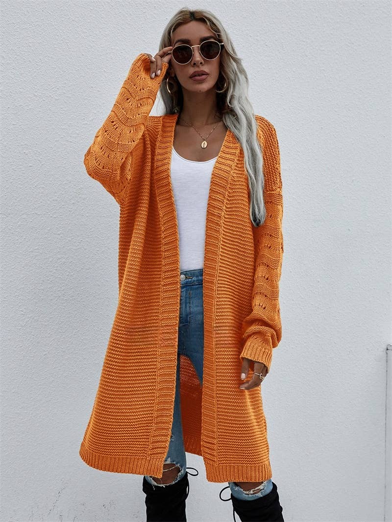 CWOCAL374 Casual Open Front Long Cardigan Sweater