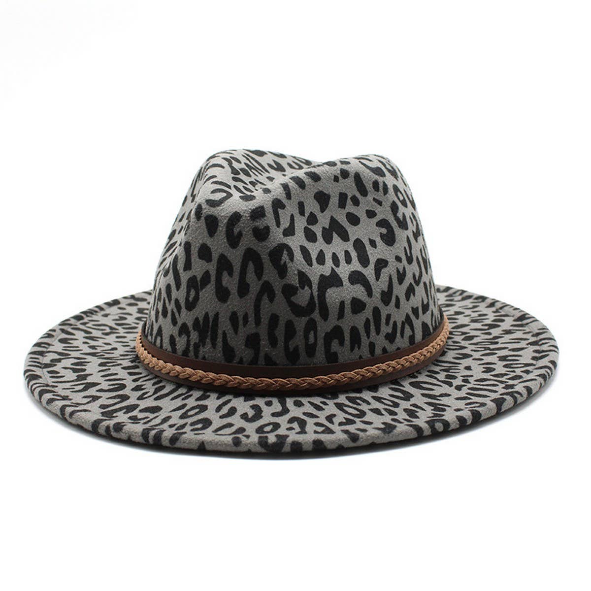 LEOPARD PRINT HAT JAZZ HAT WOOLEN HAT WIDE BRIM HAT_CWAH2604