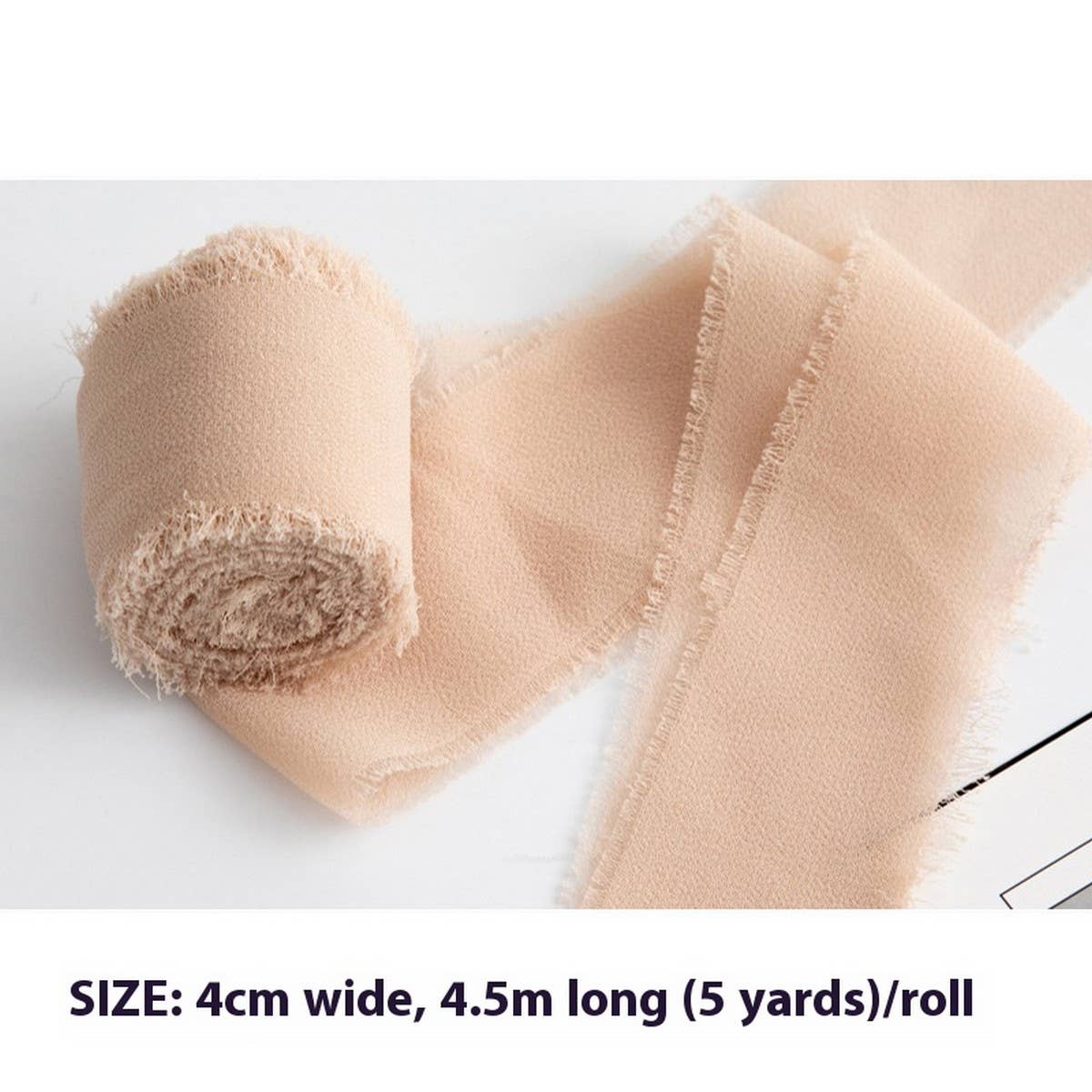 HAND-TORN RAW EDGE CHIFFON RIBBON SNOW YARN