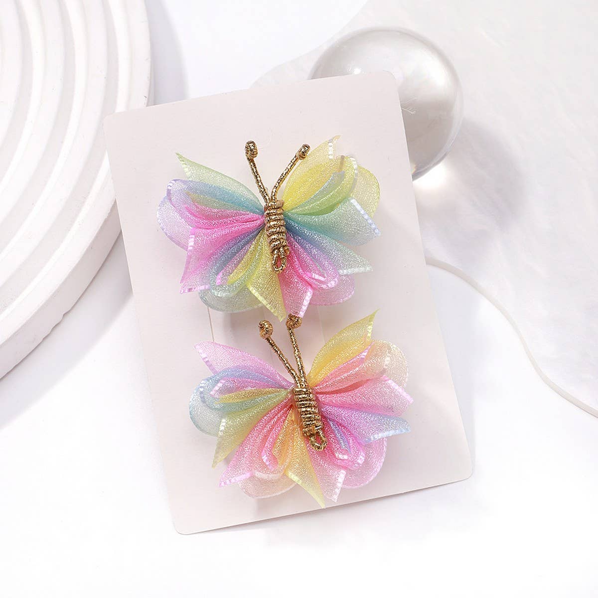 Sheer Gradient Butterfly Hair Clip Set for Girls