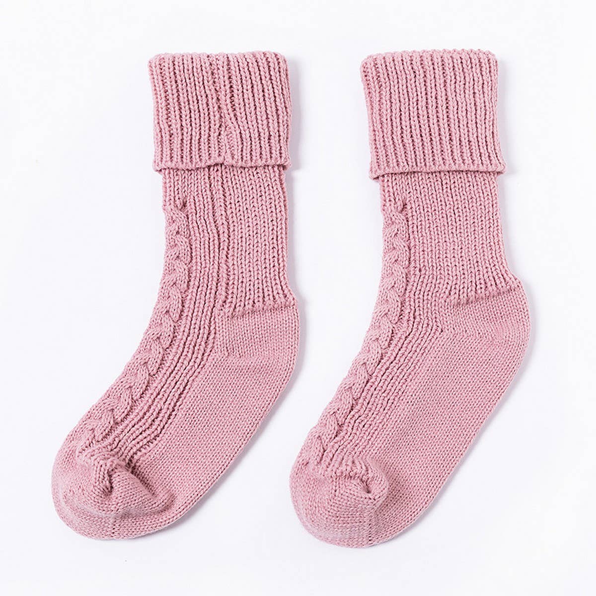 PINK TWISTED HEM MID-CALF SOCKS_CWMS0866