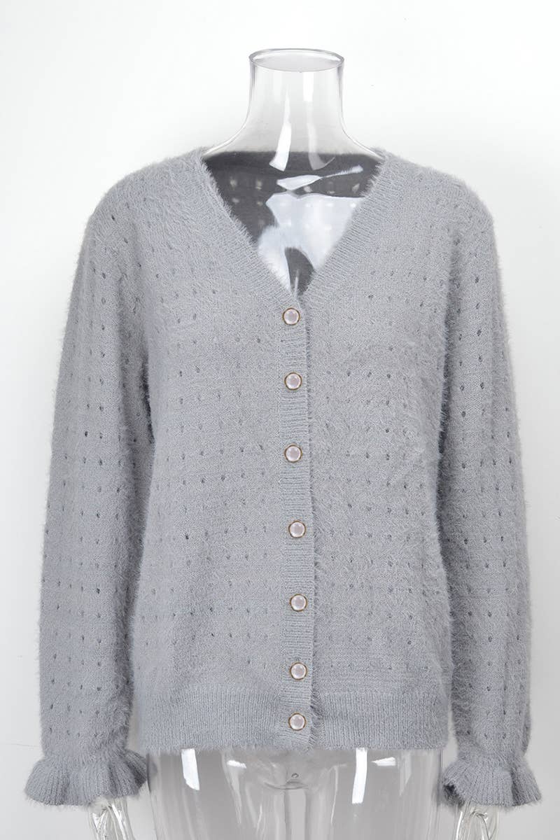 WOMEN'S CUT-OUT SINGLE BREASTED CARDIGAN JACKET