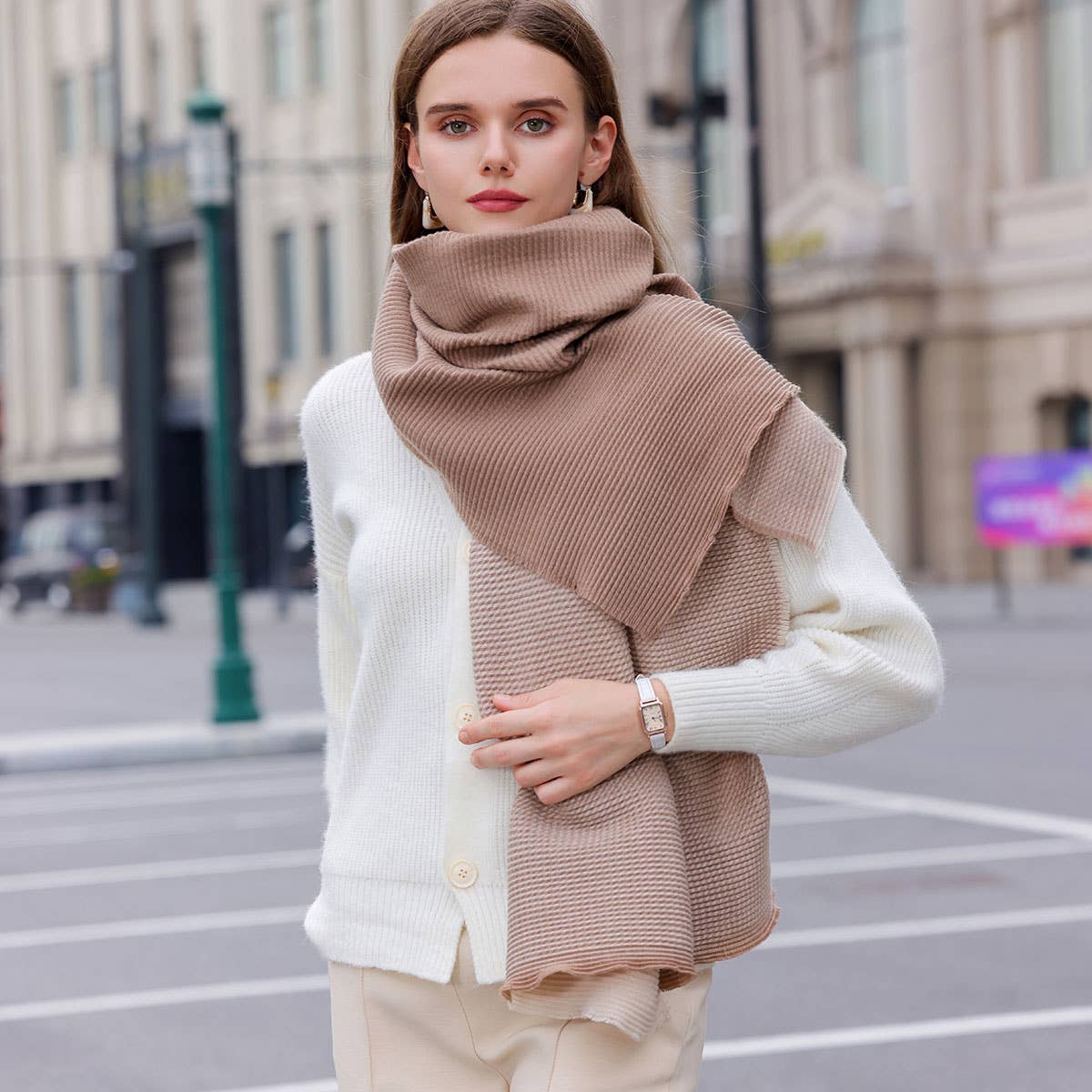 Double-Sided Crinkle Scarf - Elegant Winter Wrap