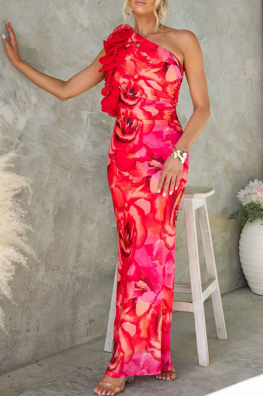 CWDMD5539_SLIM FIT THREE-DIMENSIONAL FLOWER SEXY DRESS