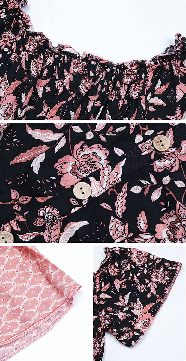 PRINTED ONE-LINE COLLAR DRESS