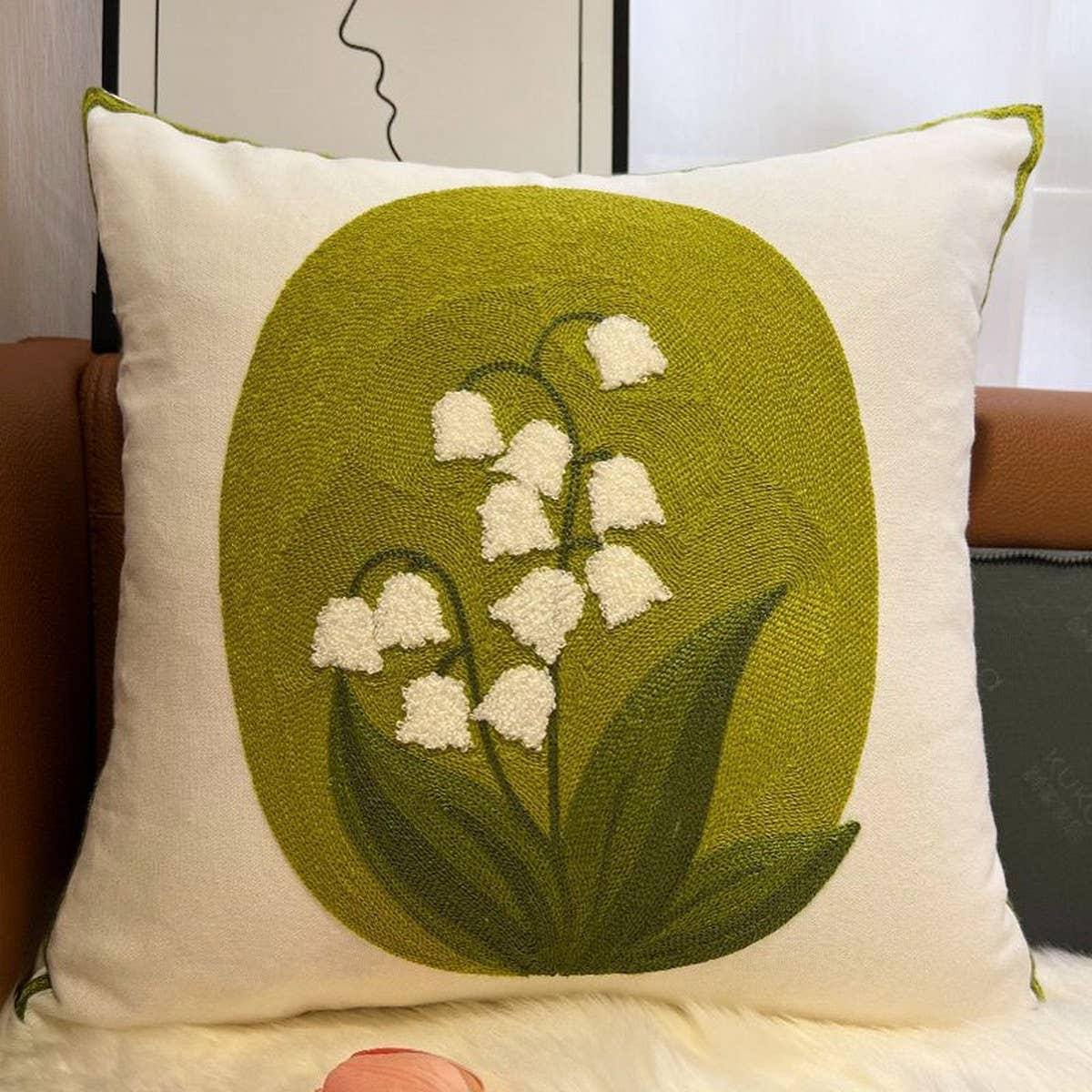Yellow Floral Embroidered Pillow Cover for Sofa/Bed_CWMM7694
