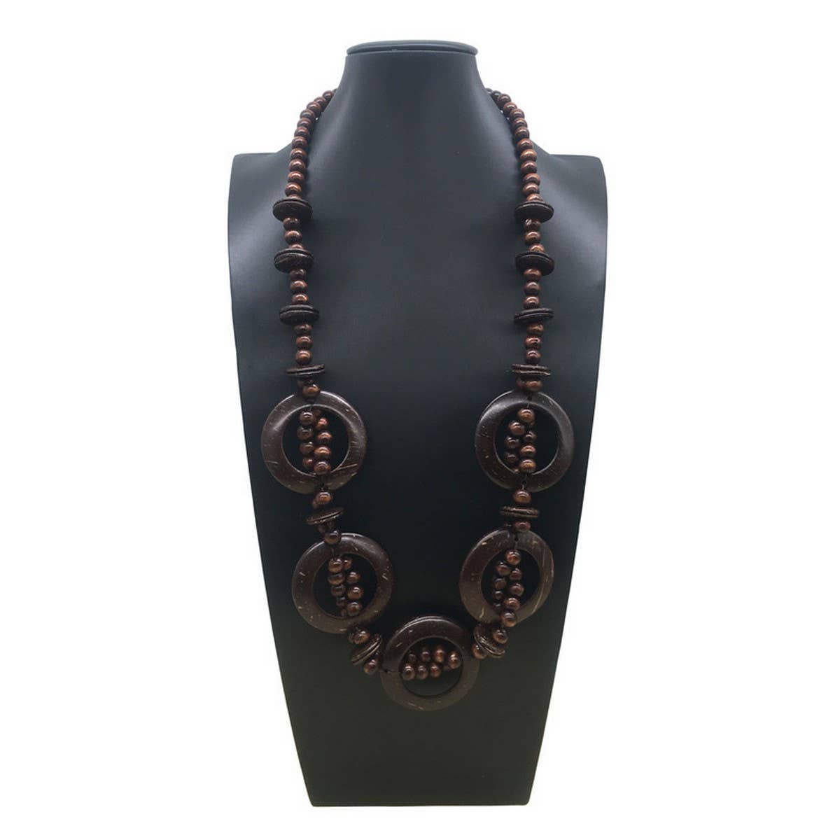 BOHEMIAN COCONUT SHELL VINTAGE LONG NECKLACE_CWMM4564