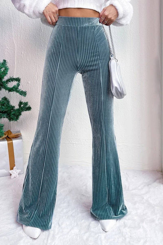 CWBLP2056_HIGH WAIST CORDUROY FLARE WIDE LEG SWEATPANTS
