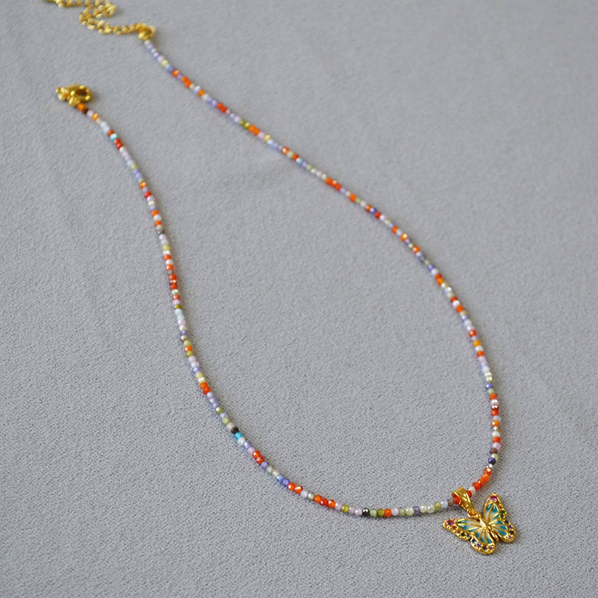 SWEET COLORFUL ZIRCON BEADED BRACELET NECKLACE