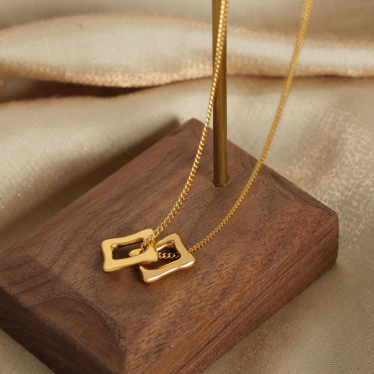 HOLLOW SQUARE PENDANT TITANIUM STEEL NECKLACE