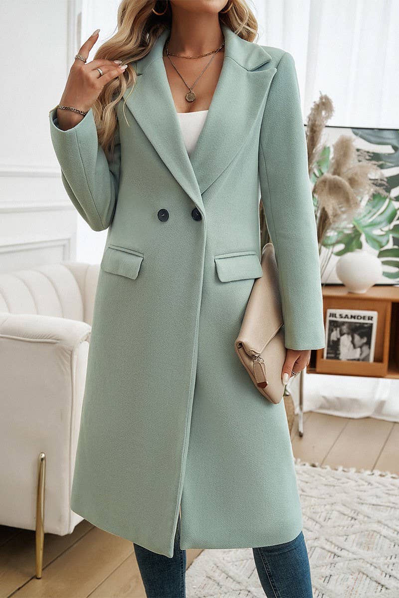 CWOCO0258_V NECK LONG SLEEVE WOOLEN COAT
