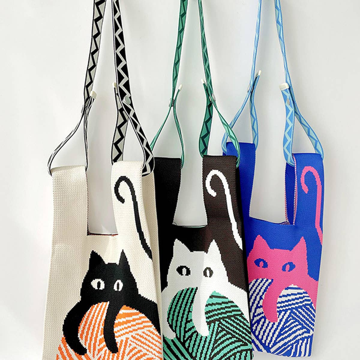CUTE CAT KNITTED SHOULDER BAG HANDBAG_CWAB1494