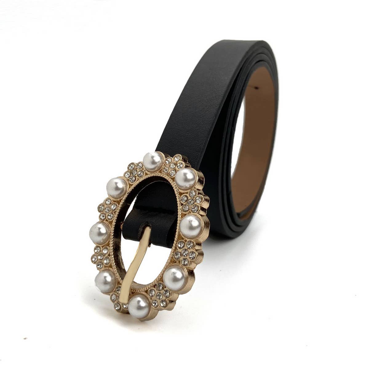 WOMEN'S PEARL RHINESTONE THIN BELT WAIST BELT_CWABE0699