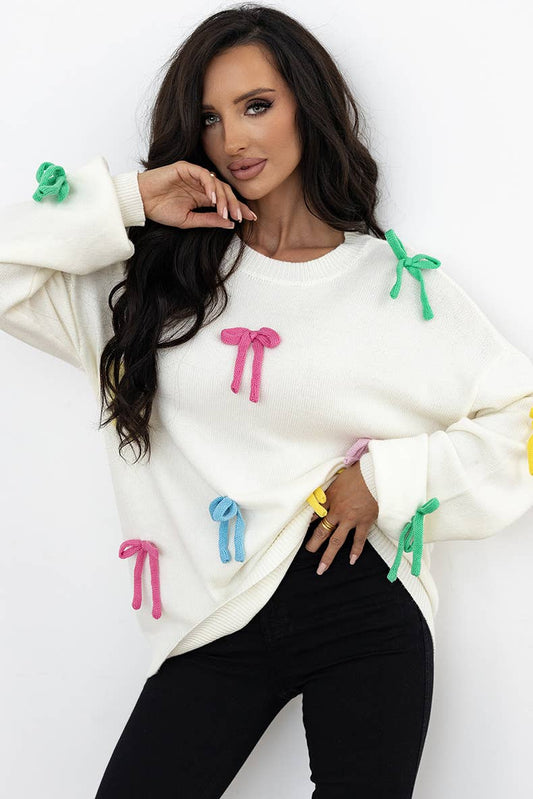 FASHION COLOR THREE-DIMENSIONAL BOW KNITWEAR