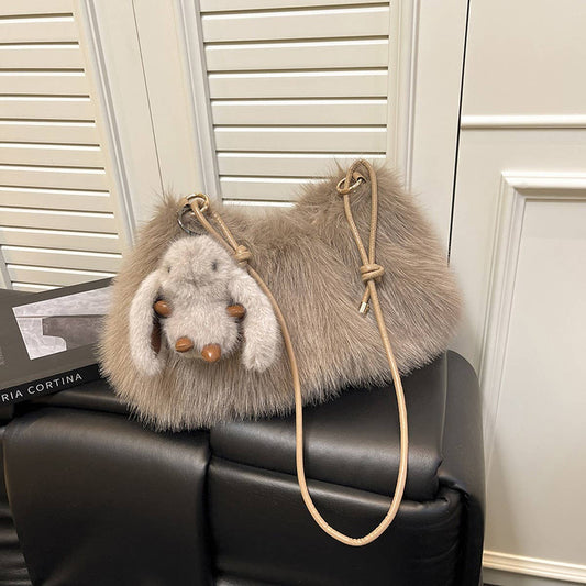 Fluffy Fox Fur Bag Women Fashion Shoulder Tote_CUAB00567