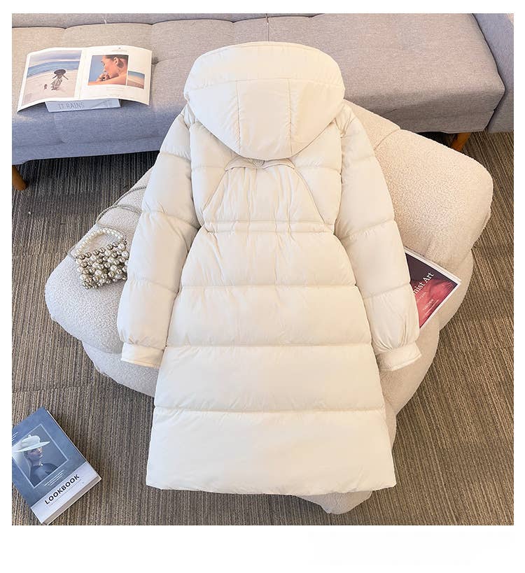 Thick,hooded,mid-length cotton-padded jacket