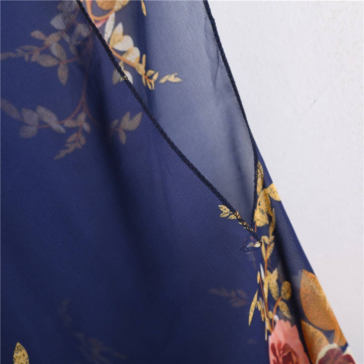 FLORAL PRINT FRONT OPEN KIMONO FOR SLEEVELESS