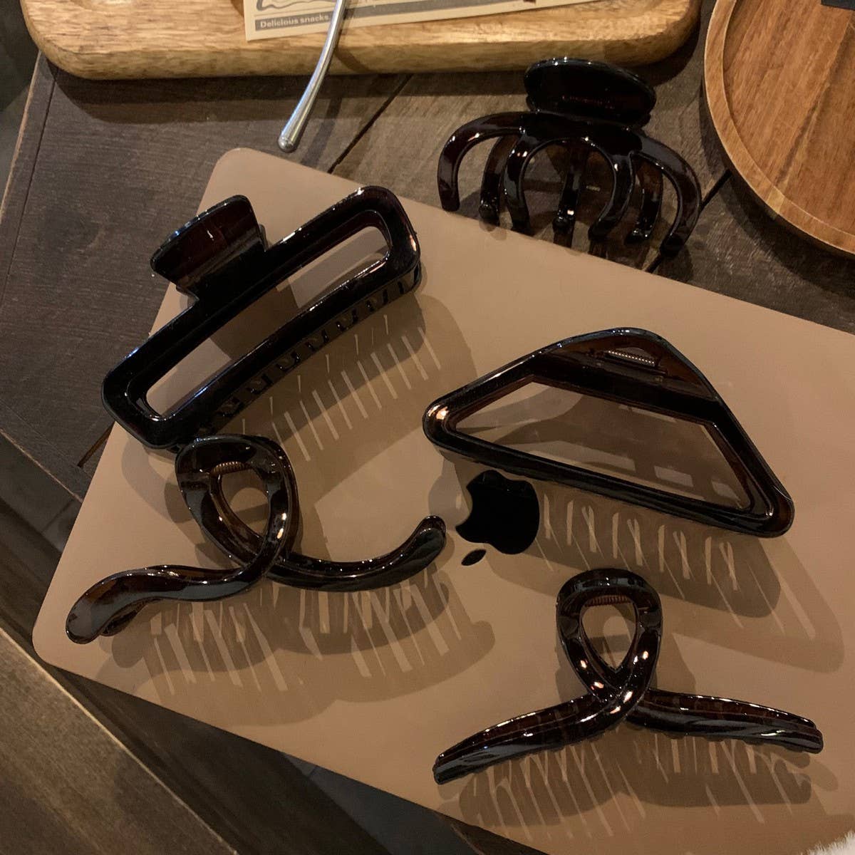 Dark Tea Hair Claw Minimalist Shark Clip for Women