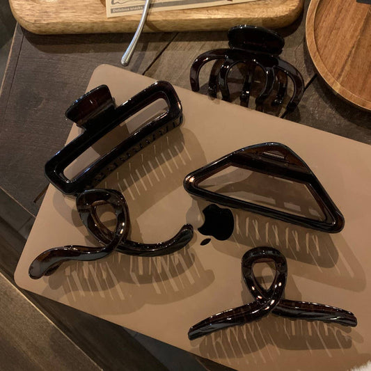 Dark Tea Hair Claw Minimalist Shark Clip for Women