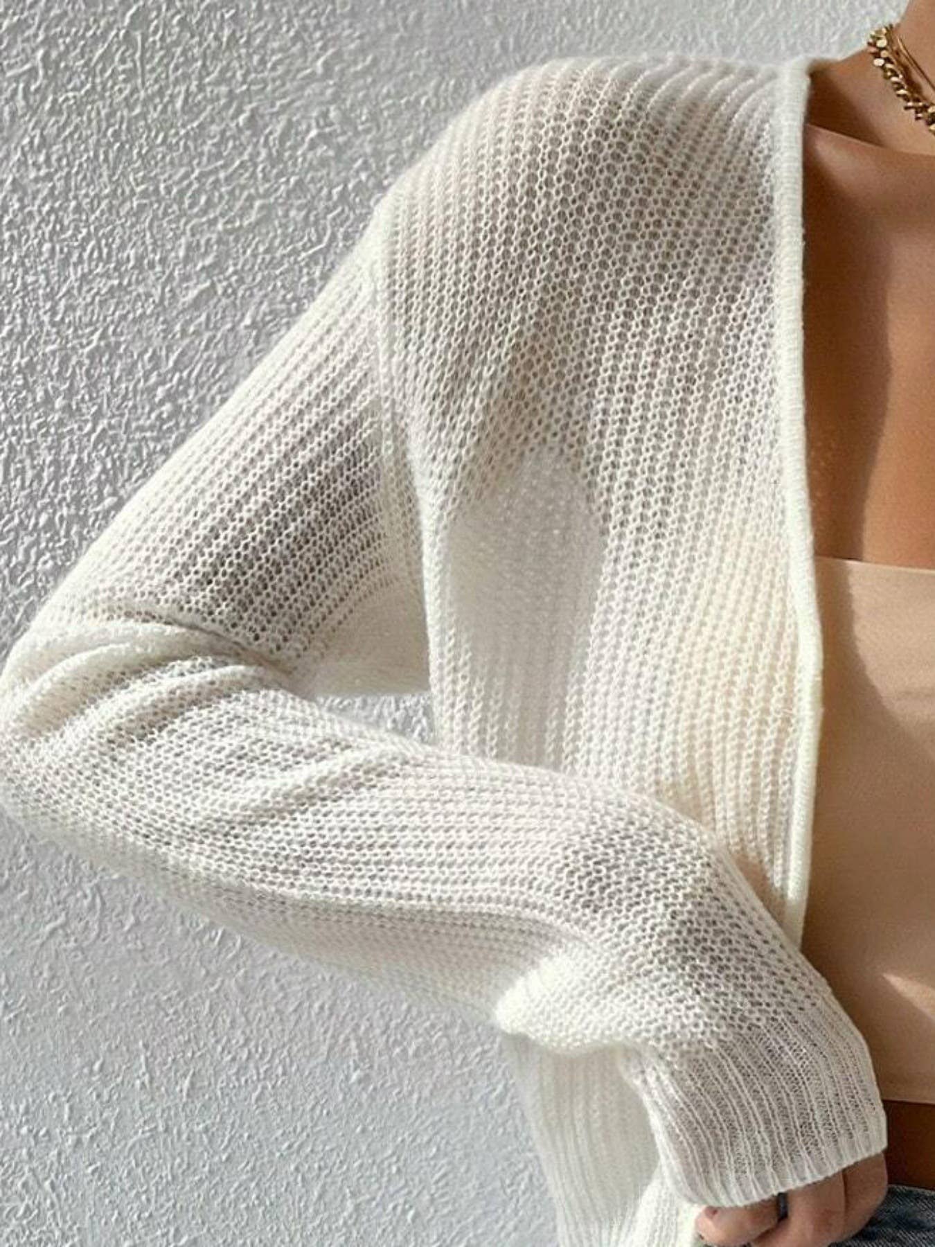 LONG SLEEVE PIT STRIP KNITTED ELASTIC CARDIGAN