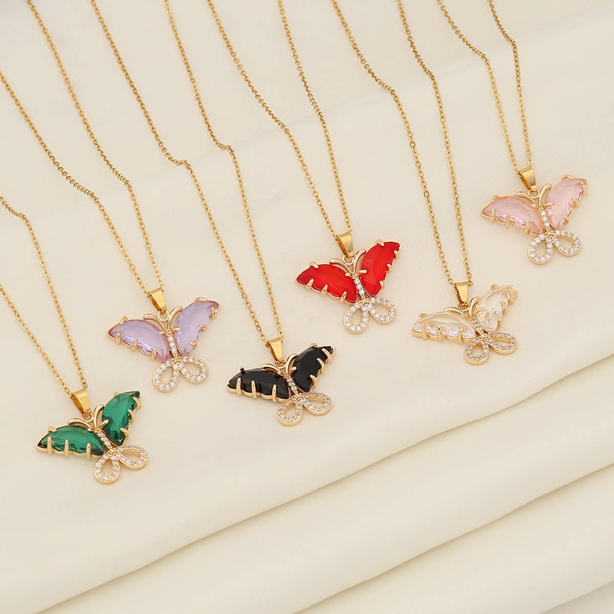 STYLISH VINTAGE ZIRCON BUTTERFLY NECKLACE_CWAHA0881