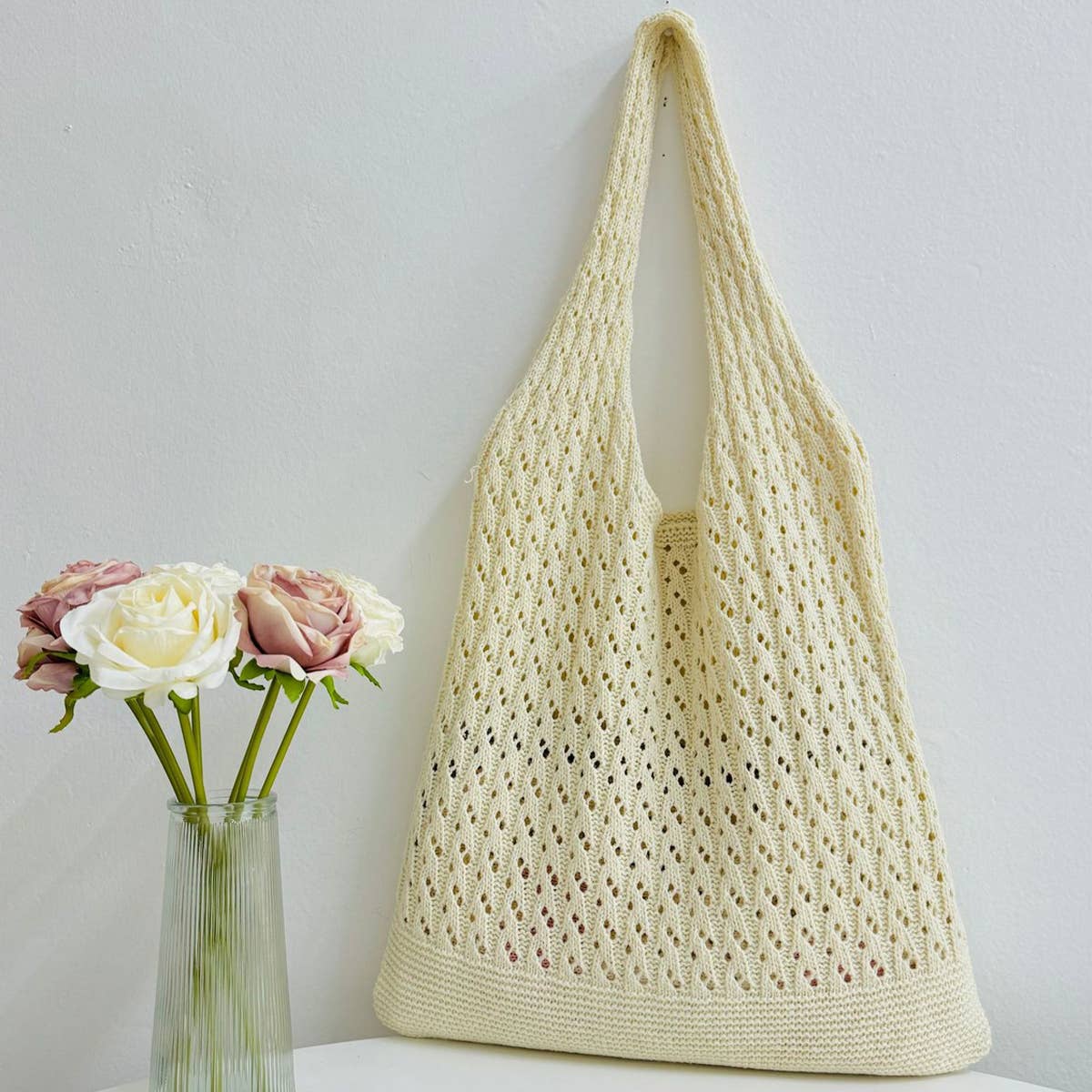 CWAB5065_KNITTED OPENWORK WOVEN SHOULDER BAG