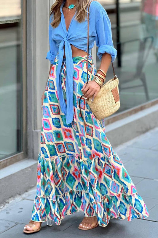 CWBLS0616_SUMMER BOHEMIAN PRINT SWING SKIRT