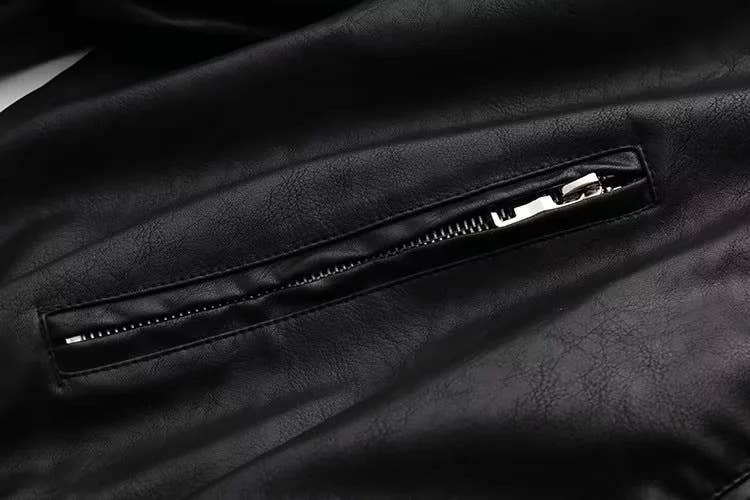 Stand-up collar motorcycle pilot leather jacket