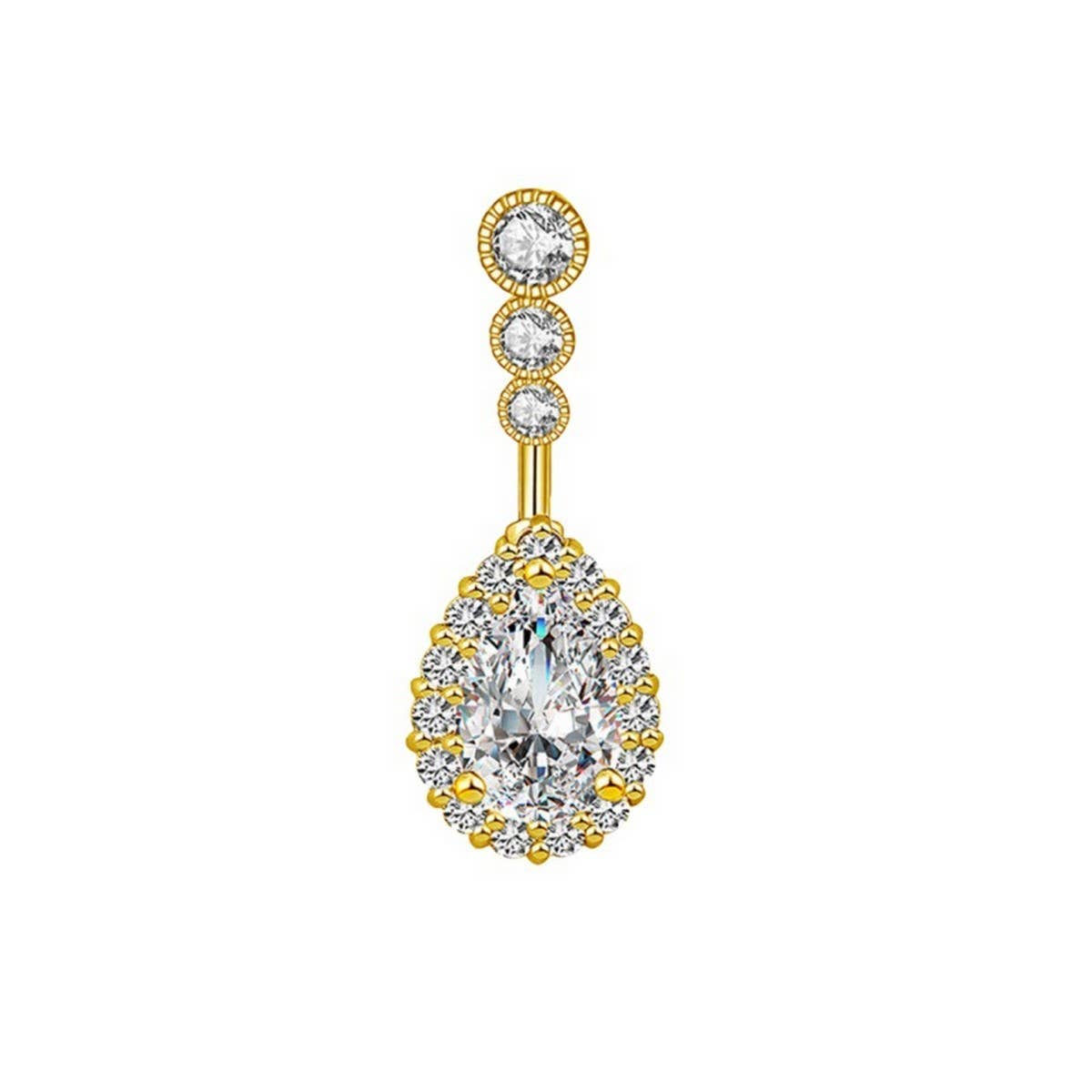 Large Teardrop CZ Belly Ring for Piercing_CWMM9243