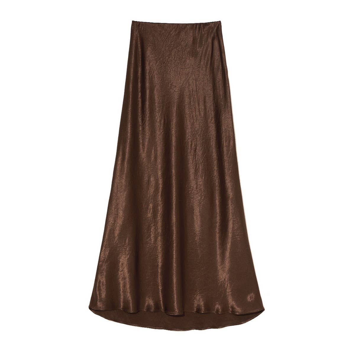 SATIN SKIRT HIGH WAIST ELASTIC PATTERN LONG SKIRT