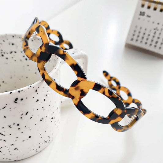 High-end acetate plate headband perforated teeth