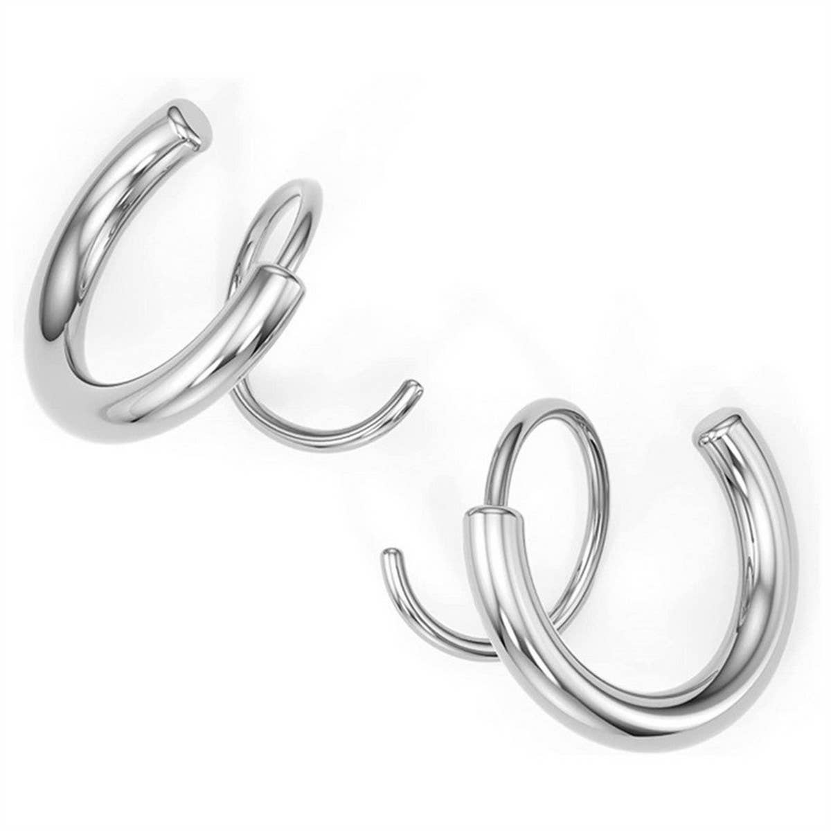 18K Gold Plated Spiral Twist Double Hoop Earrings_CWAJE5029