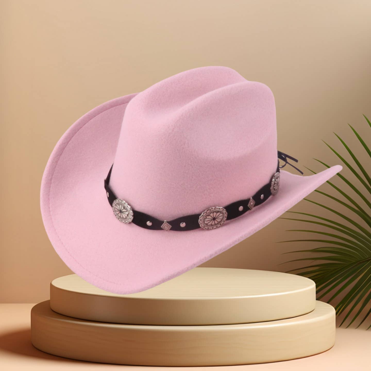 Ethnic Western Cowboy Hat with Belt for Show_CWAH3651
