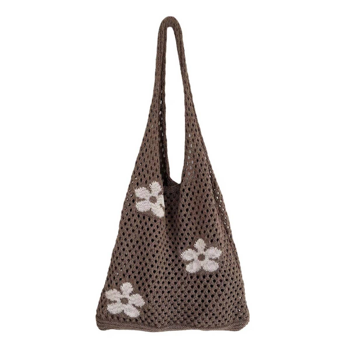 CWAB5060_FLOWER KNITTED MESH HOLLOW SHOULDER BAG