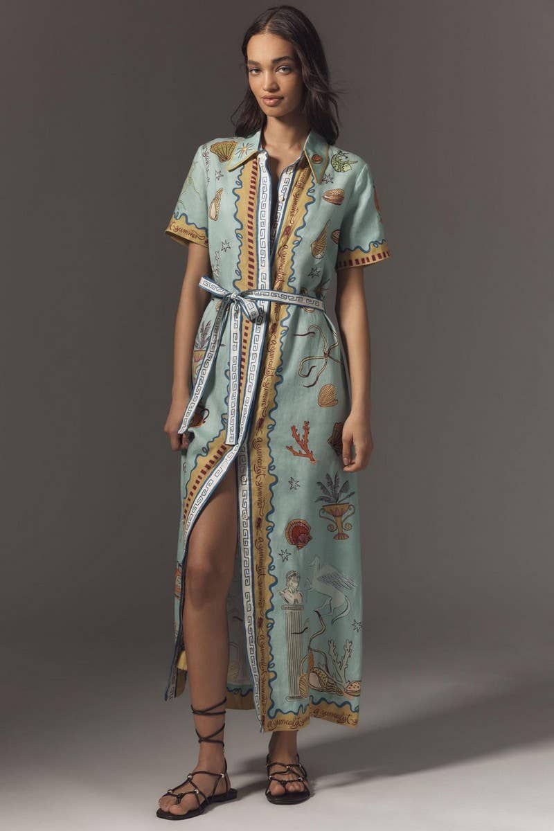 CWDMD5726_PRINTED FASHION CASUAL LACE-UP DRESS