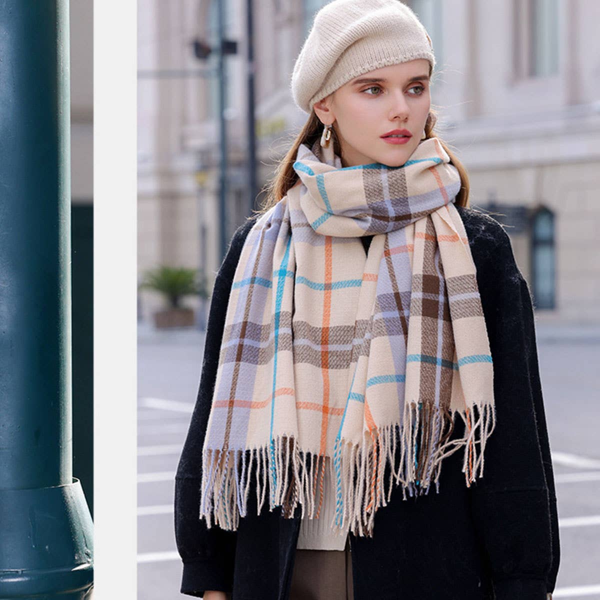 Women's Double Face Plaid Scarf - Winter Warmth