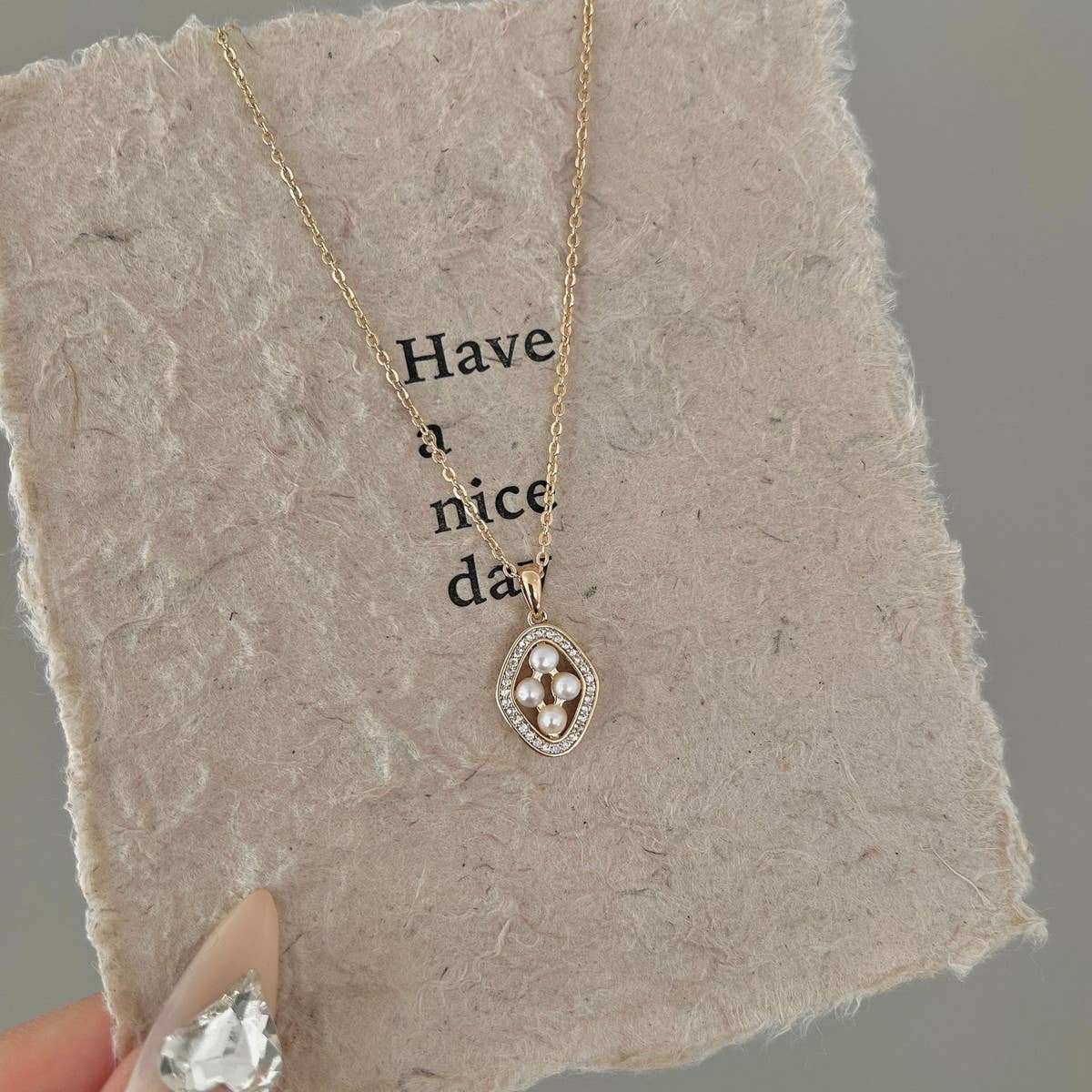 DIAMOND FRESHWATER PEARL NECKLACE