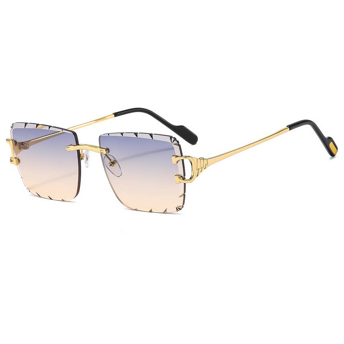 Rimless Cut Edge Ocean Lens Sunglasses Unisex