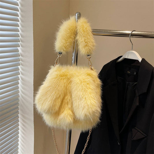 WINTER CUTE CARTOON EXQUISITE RABBIT EARS PLUSH BAG_CWAB3945