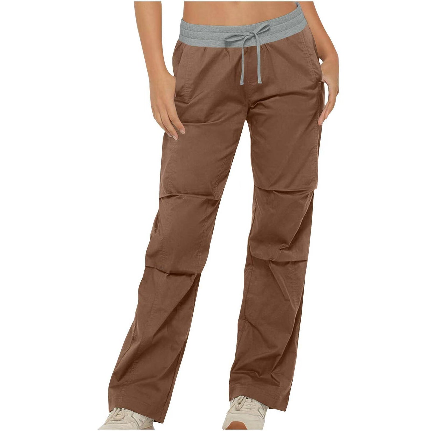 MID-WAIST BUTTON-DOWN COLORED POCKET CARGO PANTS