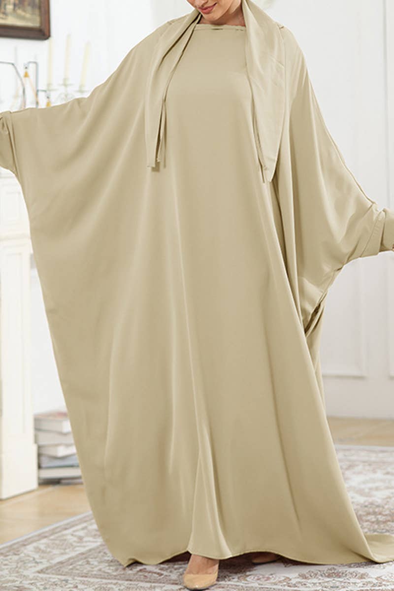 CWDMD5314_SOLID COLOR ROBE WITH STRAPS LOOSE DRESS