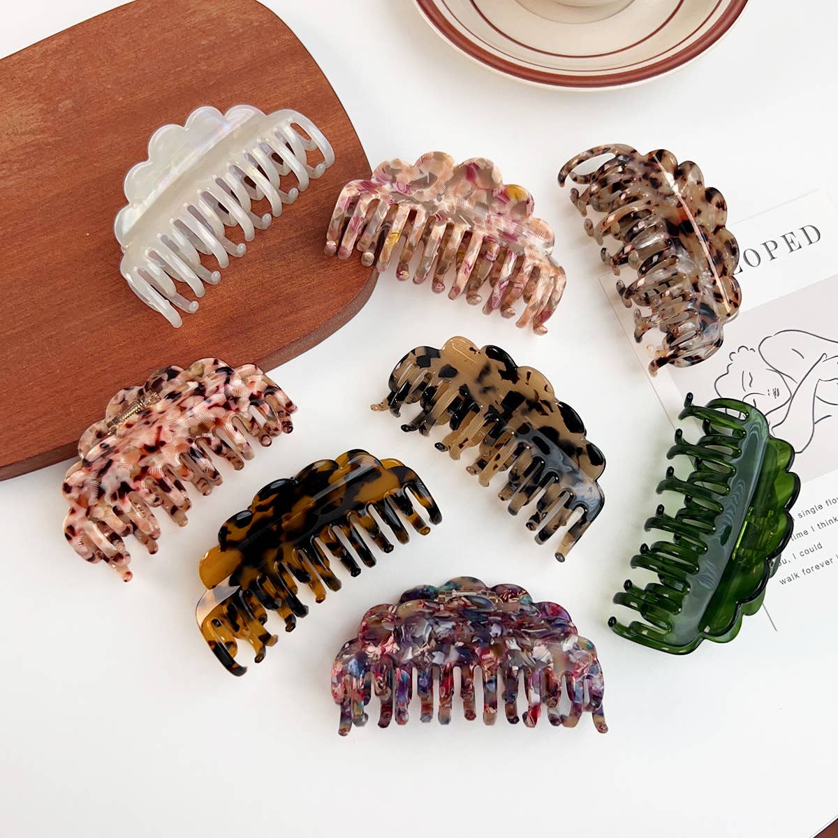 Wavy double-row teeth high-end acetate hair clip