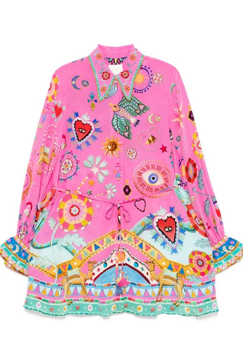 CWDSD8274_SPRING TEMPERAMENT COMMUTER SHIRT COLLAR DRESS