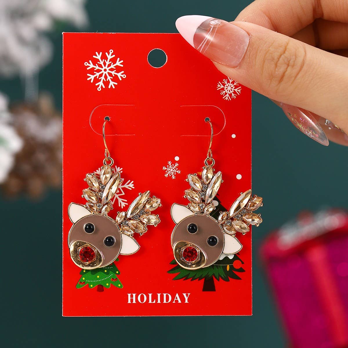 NEW CHRISTMAS CARTOON DIAMOND PENDANT EARRINGS