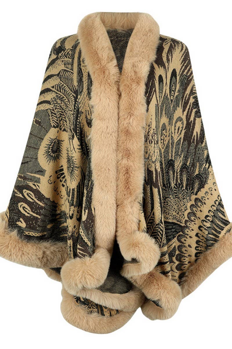 CWOCAL0870_PEACOCK FLOWER KNITTED CAPE THICKENED SHAWL